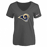 Women's Los Angeles Rams D.Gray Logo V neck T-Shirt FengYun,baseball caps,new era cap wholesale,wholesale hats