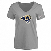 Women's Los Angeles Rams L.Gray Logo V neck T-Shirt FengYun,baseball caps,new era cap wholesale,wholesale hats