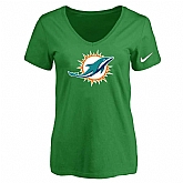 Women's Miami Dolphins D.Green Logo V neck T-Shirt FengYun,baseball caps,new era cap wholesale,wholesale hats