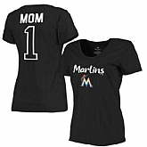 Women's Miami Marlins 2017 Mother's Day #1 Mom Plus Size T-Shirt - Black FengYun,baseball caps,new era cap wholesale,wholesale hats