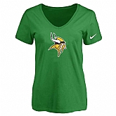 Women's Minnesota Vikings D.Green Logo V neck T-Shirt FengYun,baseball caps,new era cap wholesale,wholesale hats