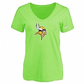 Women's Minnesota Vikings L.Green Logo V neck T-Shirt FengYun,baseball caps,new era cap wholesale,wholesale hats