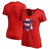 Women's Montreal Canadiens Fanatics Branded 2017 NHL Stanley Cup Playoffs Participant Blue Line Plus Size V Neck T Shirt Red FengYun