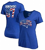 Women's New England Patriots #87 Rob Gronkowski NFL Pro Line by Fanatics Branded Banner Wave Name & Number T Shirt Royal FengYun,baseball caps,new era cap wholesale,wholesale hats