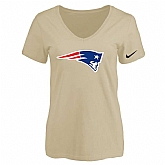 Women's New England Patriots 49ers Beige Logo V neck T-Shirt FengYun,baseball caps,new era cap wholesale,wholesale hats