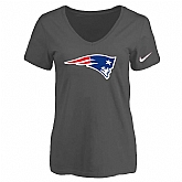 Women's New England Patriots D.Gray Logo V neck T-Shirt FengYun,baseball caps,new era cap wholesale,wholesale hats