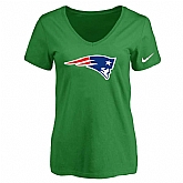 Women's New England Patriots D.Green Logo V neck T-Shirt FengYun,baseball caps,new era cap wholesale,wholesale hats