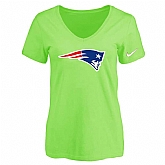 Women's New England Patriots L.Green Logo V neck T-Shirt FengYun,baseball caps,new era cap wholesale,wholesale hats
