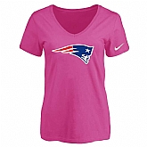 Women's New England Patriots Peach Logo V neck T-Shirt FengYun,baseball caps,new era cap wholesale,wholesale hats