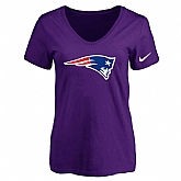 Women's New England Patriots Purple Logo V neck T-Shirt FengYun,baseball caps,new era cap wholesale,wholesale hats
