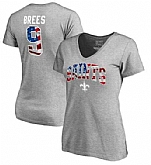 Women's New Orleans Saints #9 Drew Brees NFL Pro Line by Fanatics Branded Banner Wave Name & Number T Shirt Heathered Gray FengYun,baseball caps,new era cap wholesale,wholesale hats