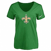 Women's New Orleans Saints D.Green Logo V neck T-Shirt FengYun,baseball caps,new era cap wholesale,wholesale hats