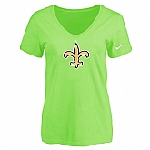 Women's New Orleans Saints L.Green Logo V neck T-Shirt FengYun,baseball caps,new era cap wholesale,wholesale hats