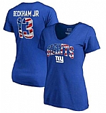Women's New York Giants #13 Odell Beckham Jr NFL Pro Line by Fanatics Branded Banner Wave Name & Number T Shirt Royal FengYun,baseball caps,new era cap wholesale,wholesale hats