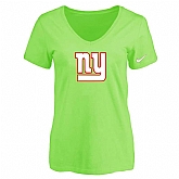 Women's New York Giants L.Green Logo V neck T-Shirt FengYun,baseball caps,new era cap wholesale,wholesale hats