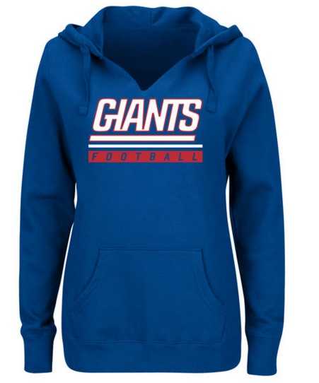 Women's New York Giants Majestic Self-Determination Pullover Hoodie - Royal FengYun
