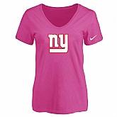 Women's New York Giants Peach Logo V neck T-Shirt FengYun,baseball caps,new era cap wholesale,wholesale hats