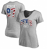 Women's New York Jets #87 Eric Decker NFL Pro Line by Fanatics Branded Banner Wave Name & Number T Shirt Heathered Gray FengYun,baseball caps,new era cap wholesale,wholesale hats