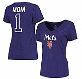 Women's New York Mets 2017 Mother's Day #1 Mom V-Neck T-Shirt - Royal FengYun,baseball caps,new era cap wholesale,wholesale hats