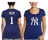 Women's New York Yankees Majestic Threads Mother's Day #1 Mom T-Shirt - Navy Blue FengYun,baseball caps,new era cap wholesale,wholesale hats