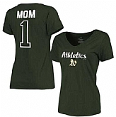 Women's Oakland Athletics 2017 Mother's Day #1 Mom V-Neck T-Shirt - Green FengYun,baseball caps,new era cap wholesale,wholesale hats
