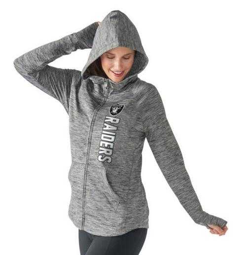 Women's Oakland Raiders G III 4Her by Carl Banks Recovery Full Zip Hoodie Heathered Gray FengYun