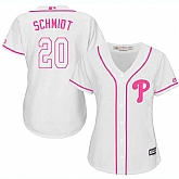 Women's Philadelphia Phillies #20 Mike Schmidt White Pink New Cool Base Jersey,baseball caps,new era cap wholesale,wholesale hats