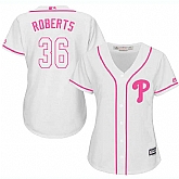 Women's Philadelphia Phillies #36 Robin Roberts White Pink New Cool Base Jersey,baseball caps,new era cap wholesale,wholesale hats