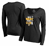 Women's Pittsburgh Penguins Fanatics Branded 2017 NHL Stanley Cup Playoff Participant Blue Line V Neck Long Sleeve T Shirt Black FengYun