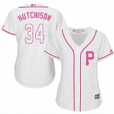 Women's Pittsburgh Pirates #34 Drew Hutchison White Pink New Cool Base Jersey,baseball caps,new era cap wholesale,wholesale hats