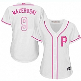 Women's Pittsburgh Pirates #9 Bill Mazeroski White Pink New Cool Base Jersey,baseball caps,new era cap wholesale,wholesale hats