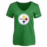Women's Pittsburgh Steelers D.Green Logo V neck T-Shirt FengYun,baseball caps,new era cap wholesale,wholesale hats