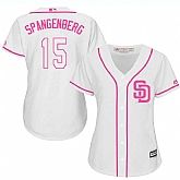 Women's San Diego Padres #15 Cory Spangenberg White Pink New Cool Base Jersey,baseball caps,new era cap wholesale,wholesale hats