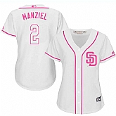 Women's San Diego Padres #2 Johnny Manziel White Pink New Cool Base Jersey,baseball caps,new era cap wholesale,wholesale hats