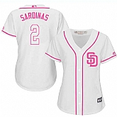 Women's San Diego Padres #2 Luis Sardinas White Pink New Cool Base Jersey,baseball caps,new era cap wholesale,wholesale hats