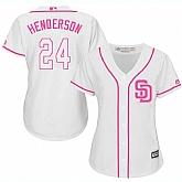 Women's San Diego Padres #24 Rickey Henderson White Pink New Cool Base Jersey,baseball caps,new era cap wholesale,wholesale hats