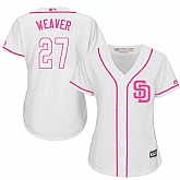 Women's San Diego Padres #27 Jered Weaver White Pink New Cool Base Jersey,baseball caps,new era cap wholesale,wholesale hats