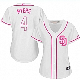 Women's San Diego Padres #4 Wil Myers White Pink New Cool Base Jersey,baseball caps,new era cap wholesale,wholesale hats