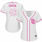 Women's San Diego Padres #46 Jhoulys Chacin White Pink New Cool Base Jersey,baseball caps,new era cap wholesale,wholesale hats