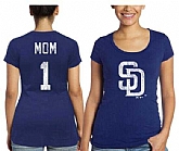 Women's San Diego Padres Majestic Threads Mother's Day #1 Mom T-Shirt - Navy Blue FengYun,baseball caps,new era cap wholesale,wholesale hats