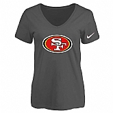 Women's San Francisco 49ers D.Gray Logo V neck T-Shirt FengYun,baseball caps,new era cap wholesale,wholesale hats