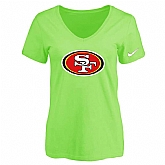 Women's San Francisco 49ers L.Green Logo V neck T-Shirt FengYun,baseball caps,new era cap wholesale,wholesale hats