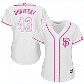 Women's San Francisco Giants #43 Dave Dravecky White Pink New Cool Base Jersey,baseball caps,new era cap wholesale,wholesale hats