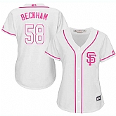 Women's San Francisco Giants #58 Gordon Beckham White Pink New Cool Base Jersey,baseball caps,new era cap wholesale,wholesale hats