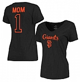 Women's San Francisco Giants 2017 Mother's Day #1 Mom V-Neck T-Shirt - Black FengYun,baseball caps,new era cap wholesale,wholesale hats