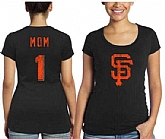 Women's San Francisco Giants Majestic Threads Mother's Day #1 Mom T-Shirt - Black FengYun,baseball caps,new era cap wholesale,wholesale hats
