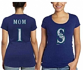 Women's Seattle Mariners Majestic Threads Mother's Day #1 Mom T-Shirt - Navy Blue FengYun,baseball caps,new era cap wholesale,wholesale hats