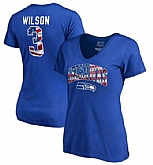 Women's Seattle Seahawks #3 Russell Wilson NFL Pro Line by Fanatics Branded Banner Wave Name & Number T Shirt Royal FengYun,baseball caps,new era cap wholesale,wholesale hats
