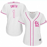 Women's St. Louis Cardinals #1 Ozzie Smith White Pink New Cool Base Jersey,baseball caps,new era cap wholesale,wholesale hats
