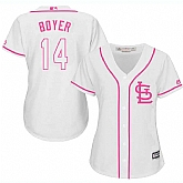 Women's St. Louis Cardinals #14 Ken Boyer White Pink New Cool Base Jersey,baseball caps,new era cap wholesale,wholesale hats